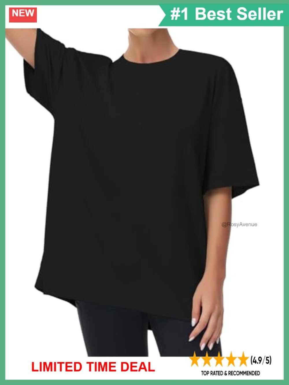 Oversized Cotton Blend Crewneck Short Sleeve Workout T-Shirt Drop Shoulder